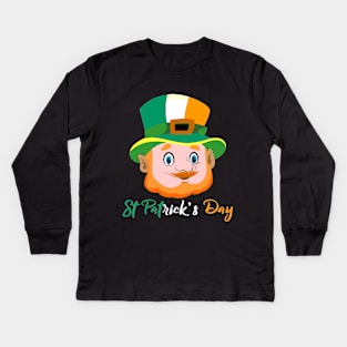 St Patrick's Day mascot character Kids Long Sleeve T-Shirt